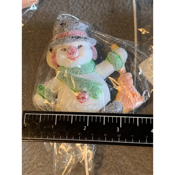 Flocked Snowman Set of 6 Floral Picks Made in Hong Kong Holiday Decor Vintage - Picture 7 of 13